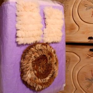 Fur Beret and Wrist Warmers - Rabbit Furs